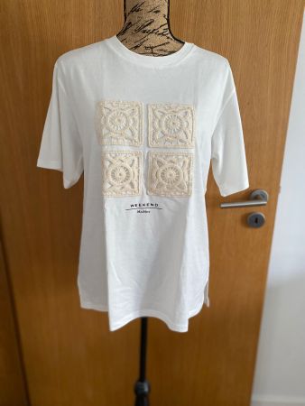 T-shirt blanc Weekend MaxMara avec broderies, taille L, neuf