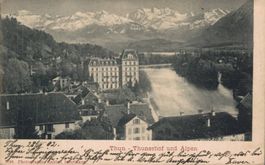 Postkarte Thun Thunerhof und Alpen 1902 mit Stempel Militär
