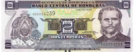 Honduras 2 Lempiras 2014 P-97b UNZ Serie AD-5054239