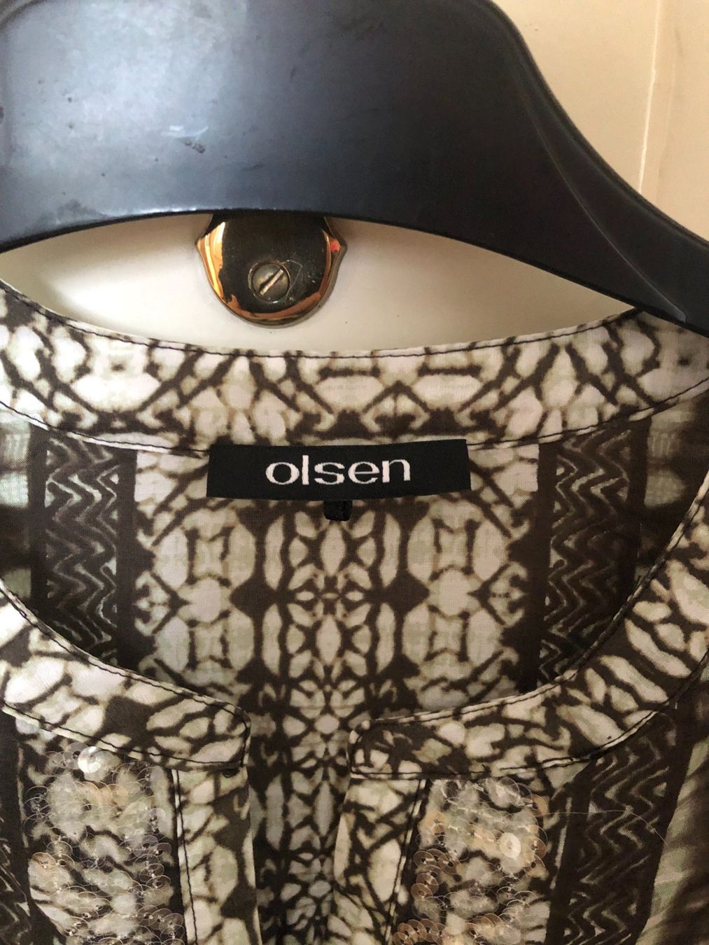 Camicette: Olsen Bluse 36 S Seide Baumwolle Langarm Steinchen Muster – Usato da Basel venduto da Dasbrauchstdu 1