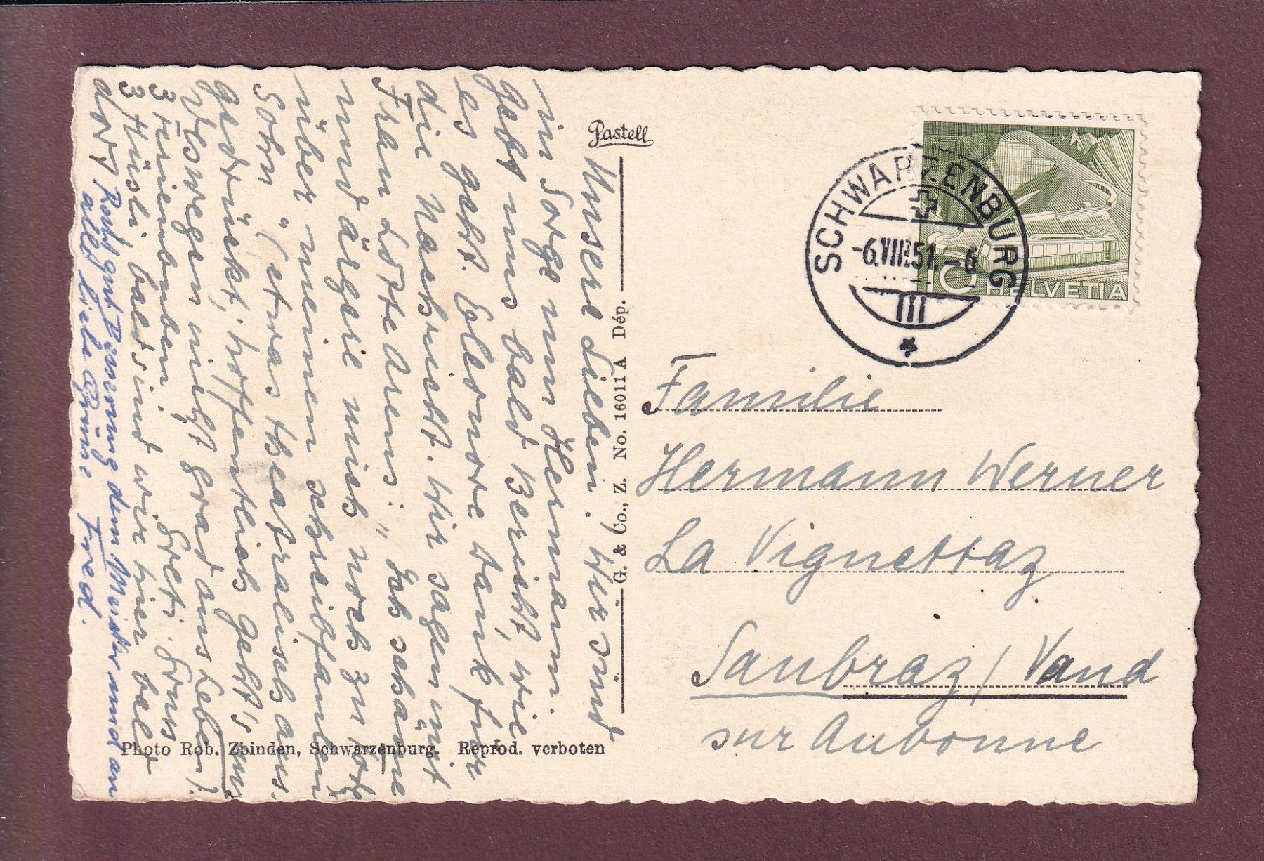Ansichtskarten: GANTRISCH mit Seeli - 1951 – Gebraucht aus Pully von nicecards 1