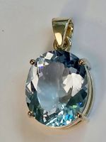 Anhänger Aquamarin oder blau Topas oval Silber 925 neuwertig