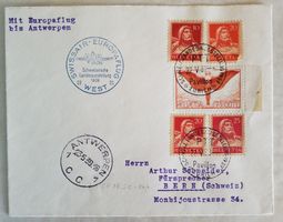 JB45) 1939, Flugpostbrief, Europaflug Zürich  - Antwerpen