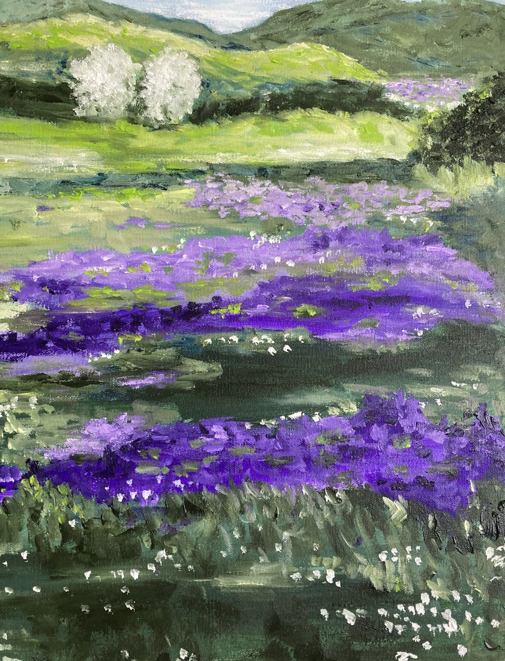 Dipinti: Gemälde, Handgemaltes Bild, Sommerwiese mit Lavendel – Nuovo (secondo la descrizione) da Cham venduto da Felha 5