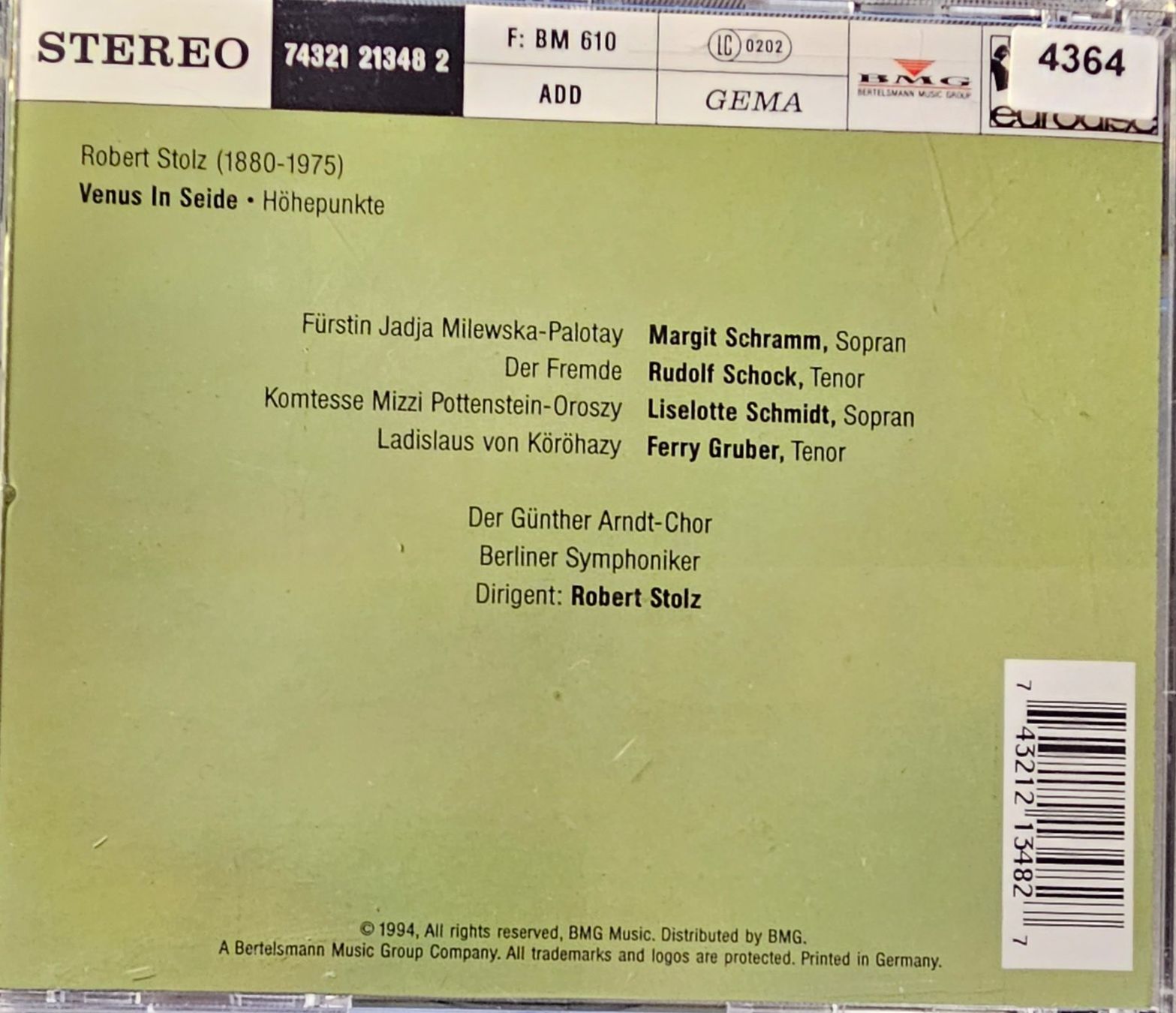 CDs: Robert Stolz – Venus In Seide – Gebraucht aus Wahlen b. Laufen von Cg10 1