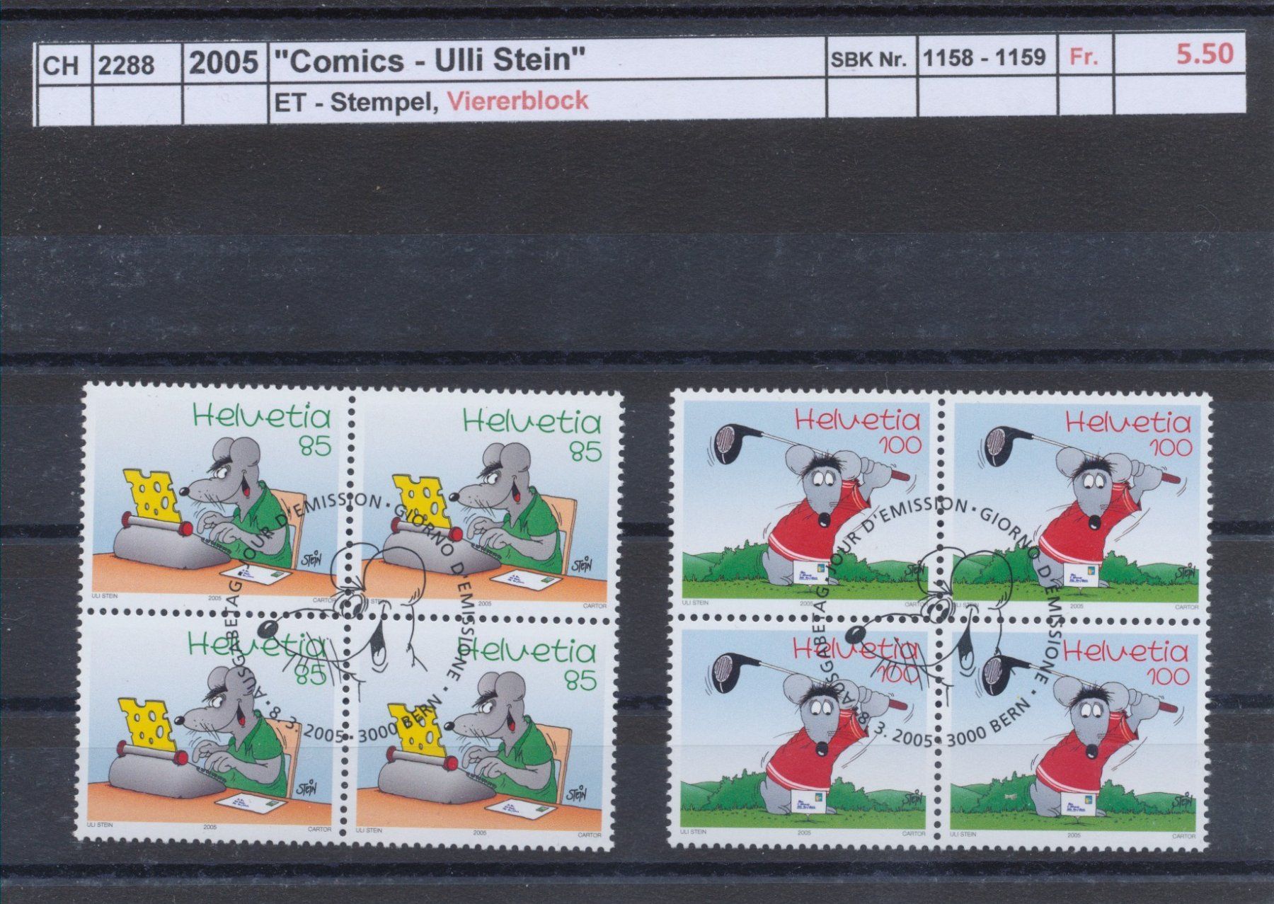 Tous les timbres: 2005 "Comics - Ulli Stein" - Viererblock, ET - Stempel – D'occasion à Winterthur par Zupogeru