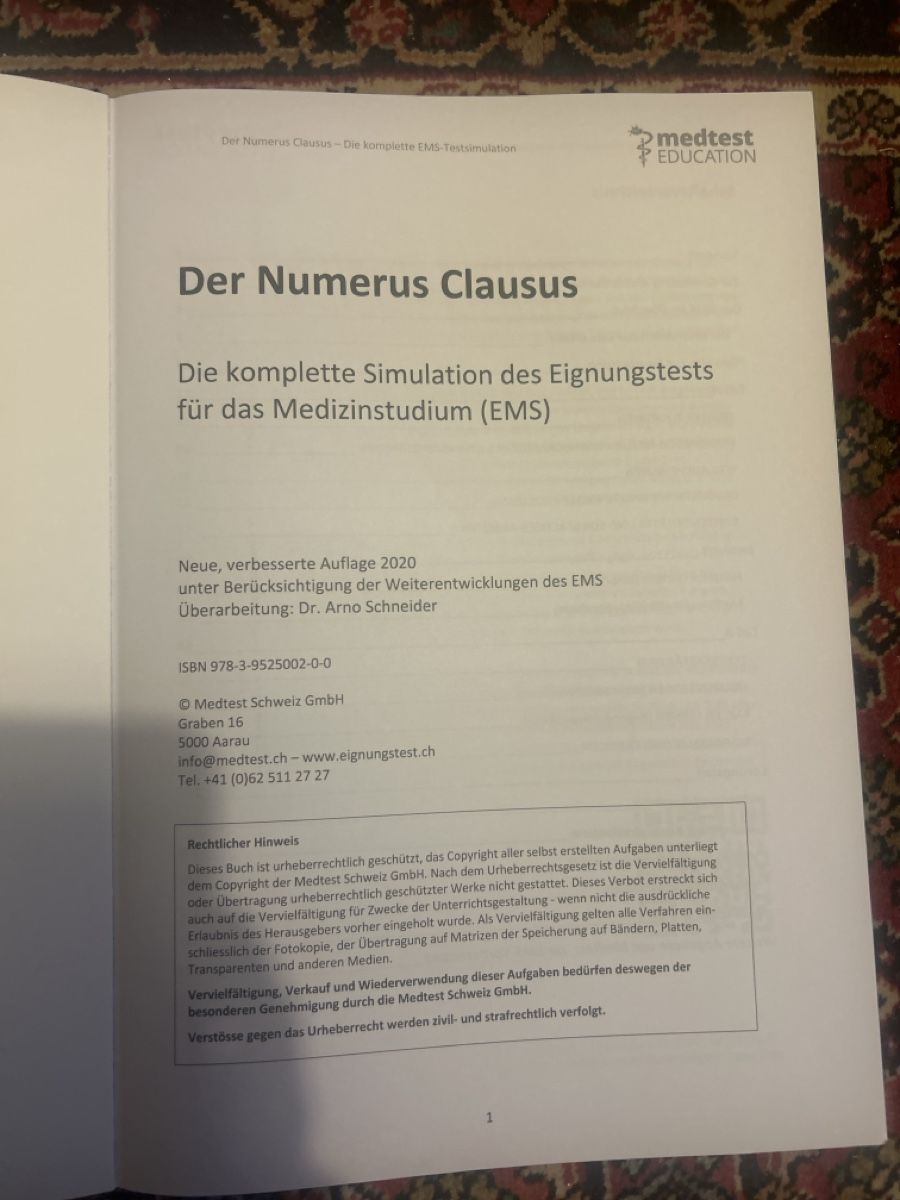 Libri: Medtest EMS Simulation Numerus Clausus, Auflage 2020 – Usato da Erlenbach ZH venduto da miralinn 1