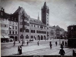 Vintage Wehrli um 1900, Basel, Rathaus, 16 x 22 cm