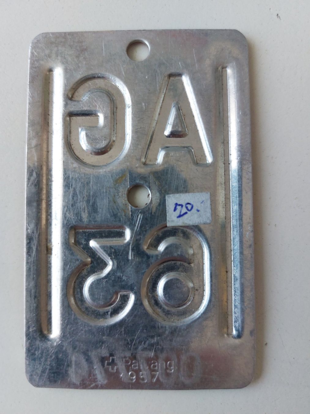 Sachs Insegne: Velonummer AG 63 plaque Velo – Usato da Schenkon venduto da Uhu007 1