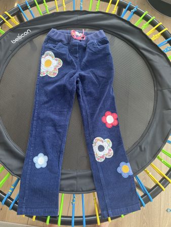 Boden Corduroy Trousers Flower Appliqué Size 10Y Blue