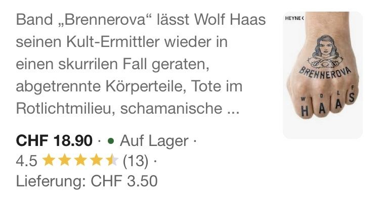 Livres: Brennerova, Wolf Haas – D'occasion à Buchs AG par Allerleis 3