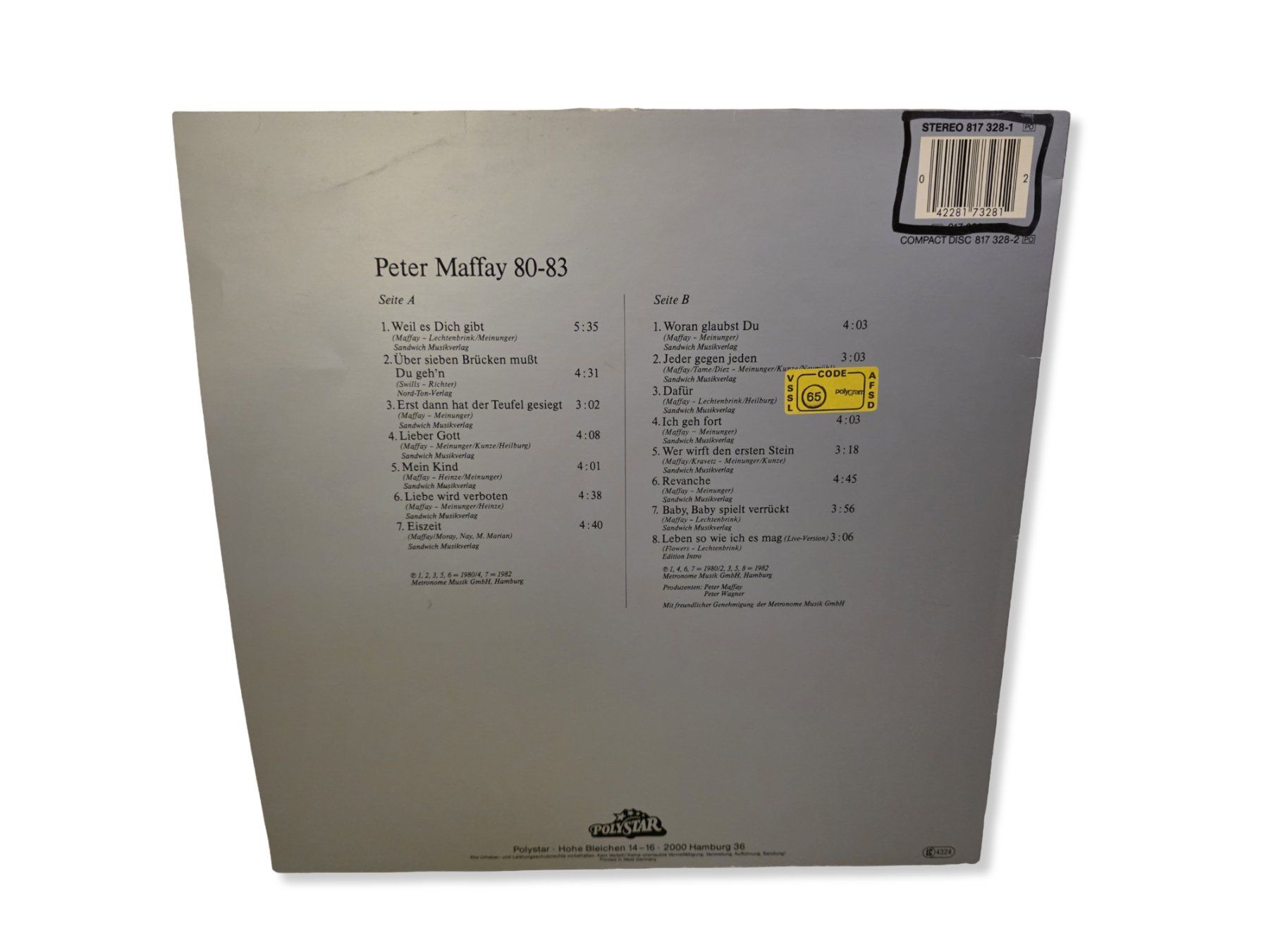 Dischi in vinile: Vinyl-LP Peter Maffay Album "80-83" – Usato da Oberdorf SO venduto da julian027 1