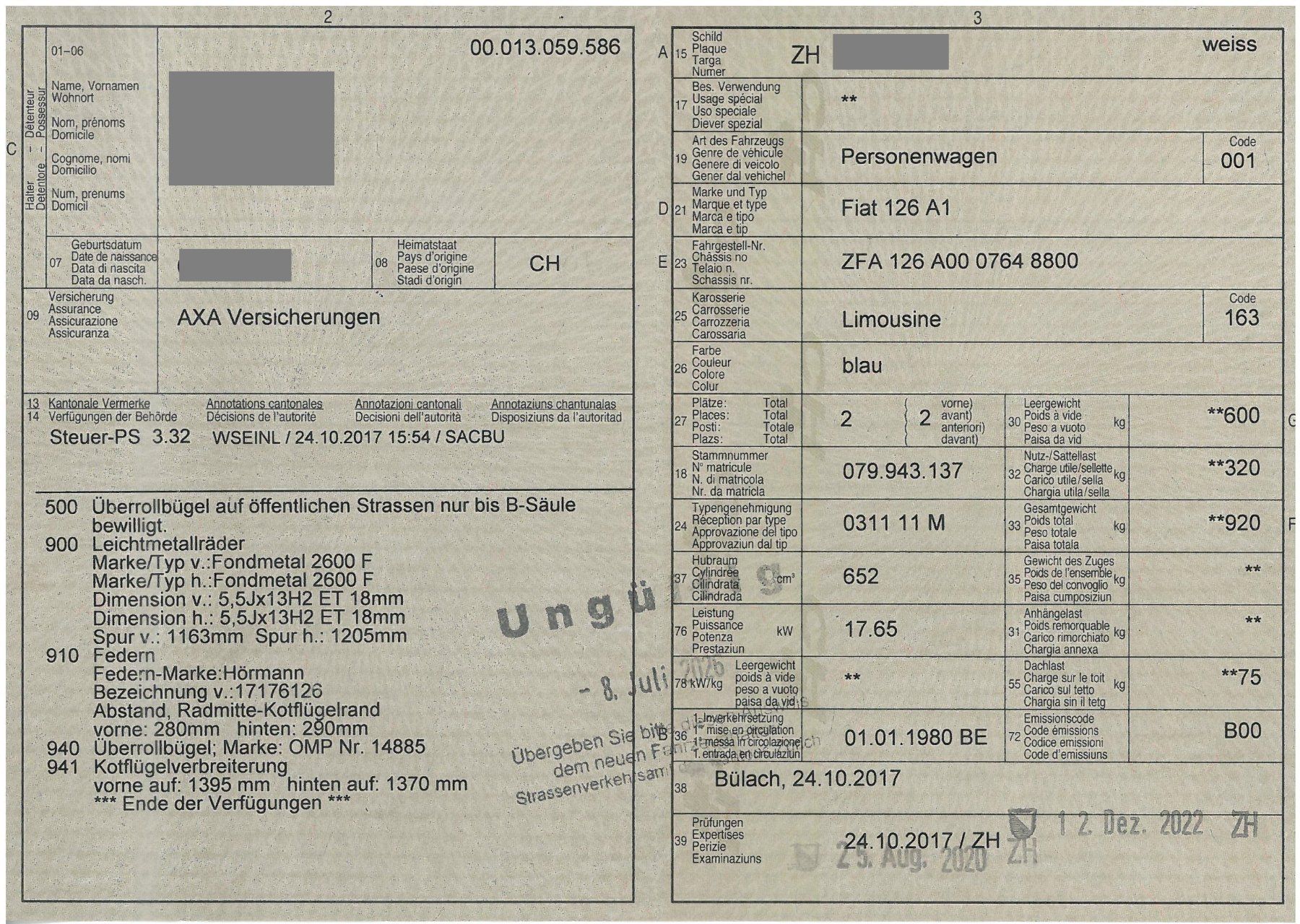 Fiat Automobili: Fiat 126 mit Tuning Kit, 1980 – Usato da Neerach venduto da JohannJucker65 9