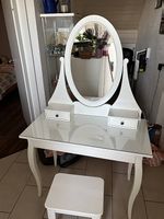 Schminktisch weiss mit Spiegel und Hocker (IKEA HEMNES)