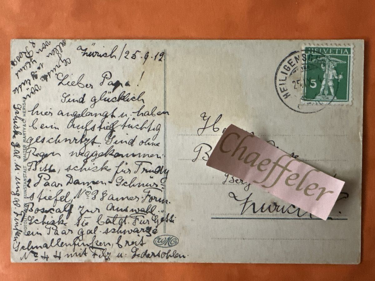 Cartoline postali:  Sanatorium Heiligenschwendi 1912 – Usato da Zürich venduto da Chaeffeler 1