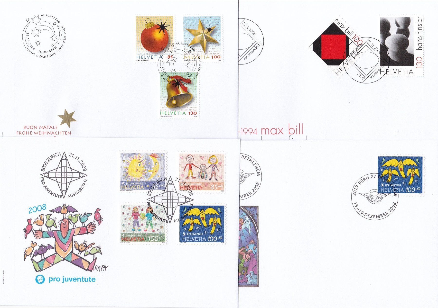 Tutti i francobolli: 46 Stk. CH FDCs, 2008, viele Viererblocks – Usato da Münchwilen AG venduto da Nesar 8
