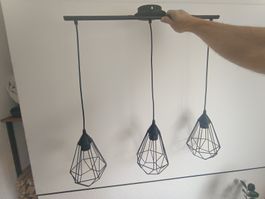 💡3-flammige EGLO Hängeleuchte, schwarz, Metall-Käfig-Design