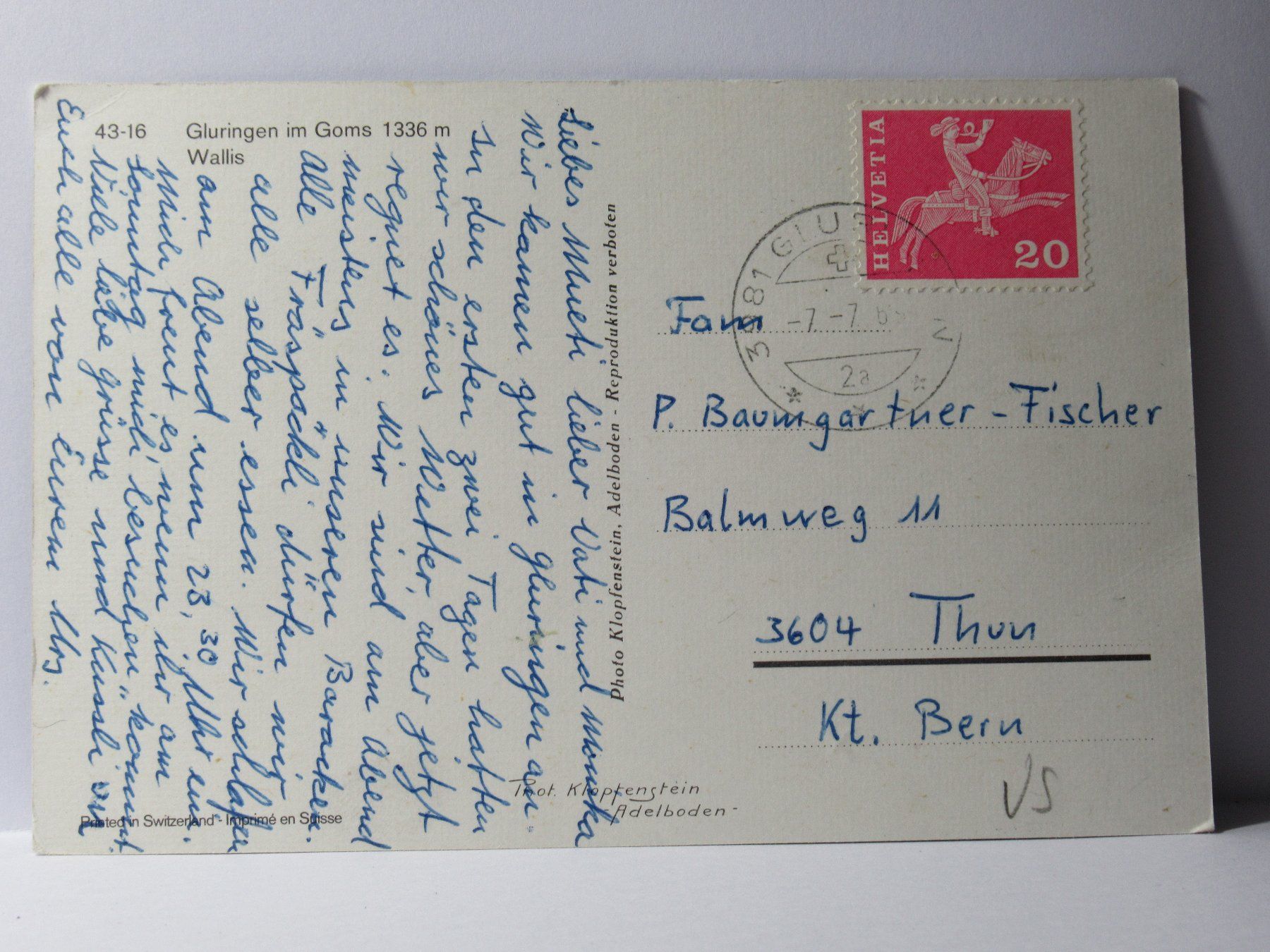 Cartoline postali: Gluringen im Goms um 1960 – Usato da Grenchen venduto da Bluemchen1900 1