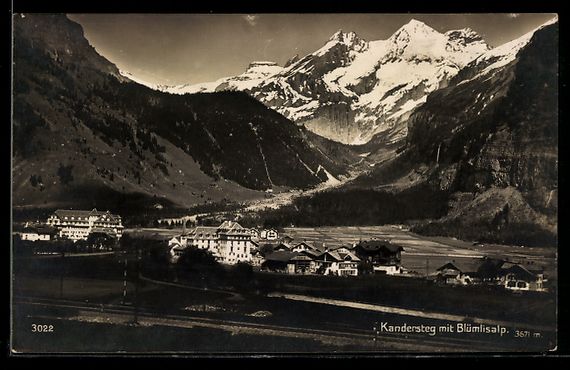 Cartoline postali: Kandersteg, Teilansicht mit Blümlisalp – Usato da Berlin venduto da bartko-reher