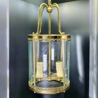 Lanterne vintage ronde en laiton et verre, France 1960/70