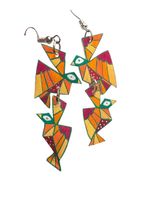 Boucles artisanales unique “ oiseaux géométriques vert”