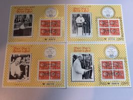 4x Gedenkblatt Papst Paul VI Besuch in Genf 1969 Marke