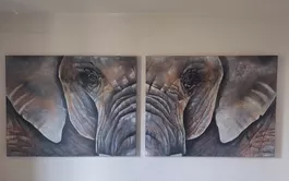 Elefanten Bild zweiteilig Leinwand auf Keilrahmen