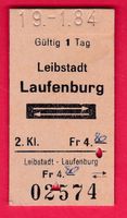 KARTON BILLETT, LEIBSTADT - LAUFENBURG, 2.KLASSE, RETOUR