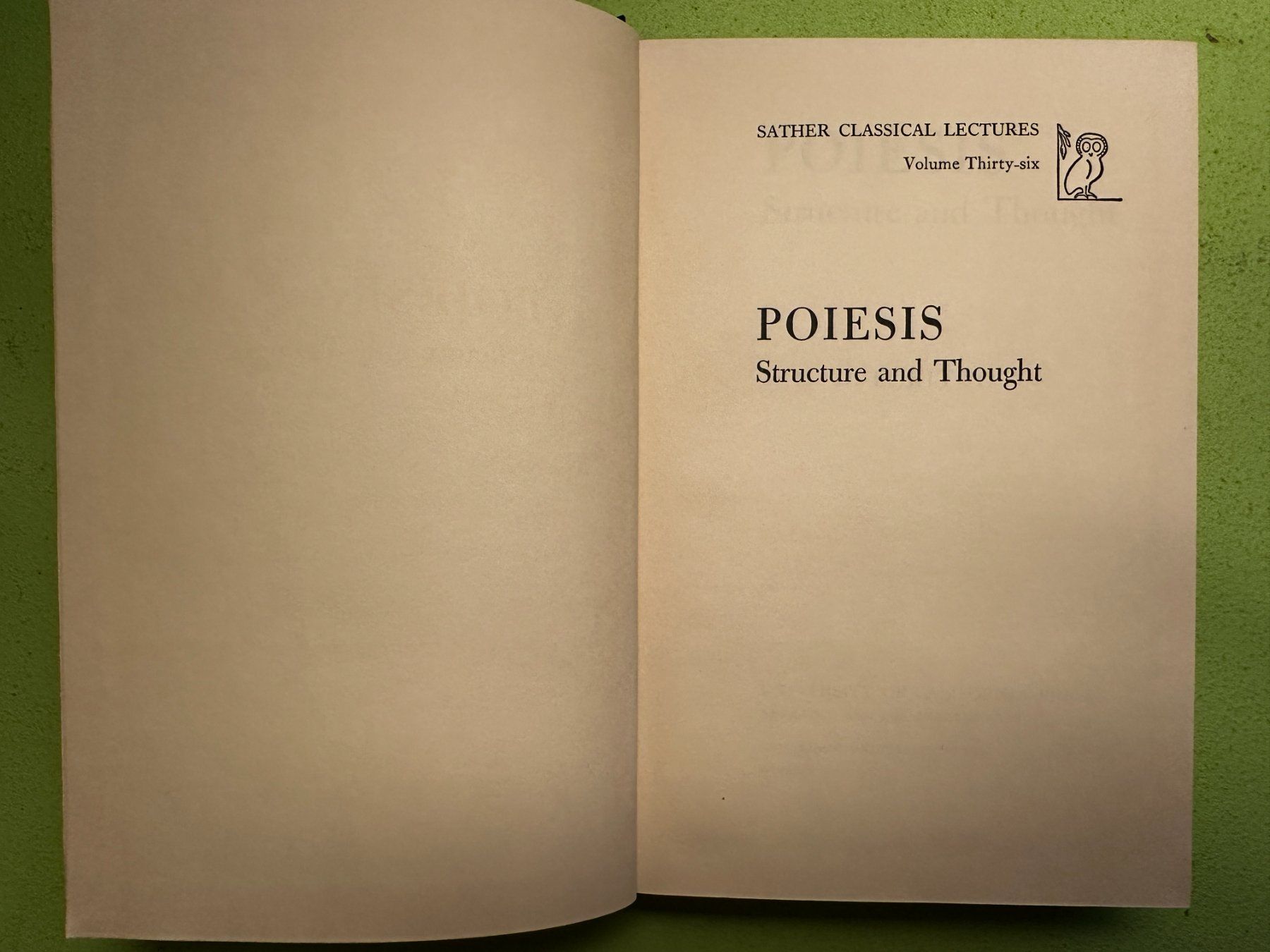 Libri: H.D.F. Kitto: Poiesis. Structure and Thought. 1966 – Usato da Zürich venduto da allp 2