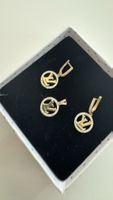 Gold-Set Ohrringe & Anhänger mit Zirkonia, Luxus-Schmuck 14K