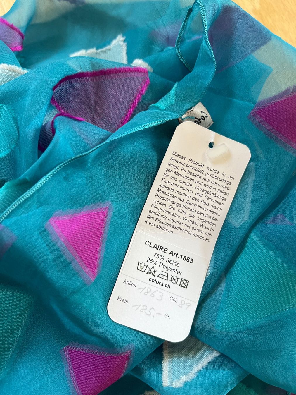 Colora Foulards, Tücher & Schals: Colora Schal, 75% Seide, Türkis, NEU – Neu und originalverpackt aus Worb von farben20zauber 1