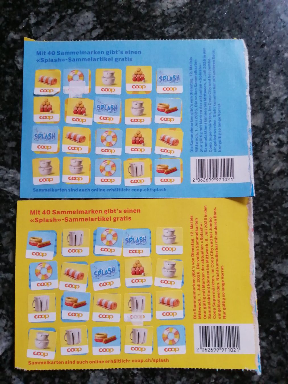 Coop Raccolte di bollini & punti: SPLASH  2volle Karten = 80 Punkte – Usato da langenthal venduto da Jordi04 1