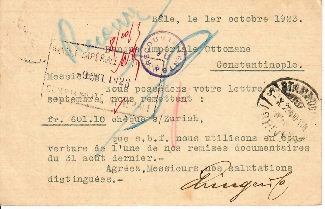 Tutti i francobolli: PK, 1923 nach Konstantinopel – Usato da Hochdorf venduto da Ziegel-16 1