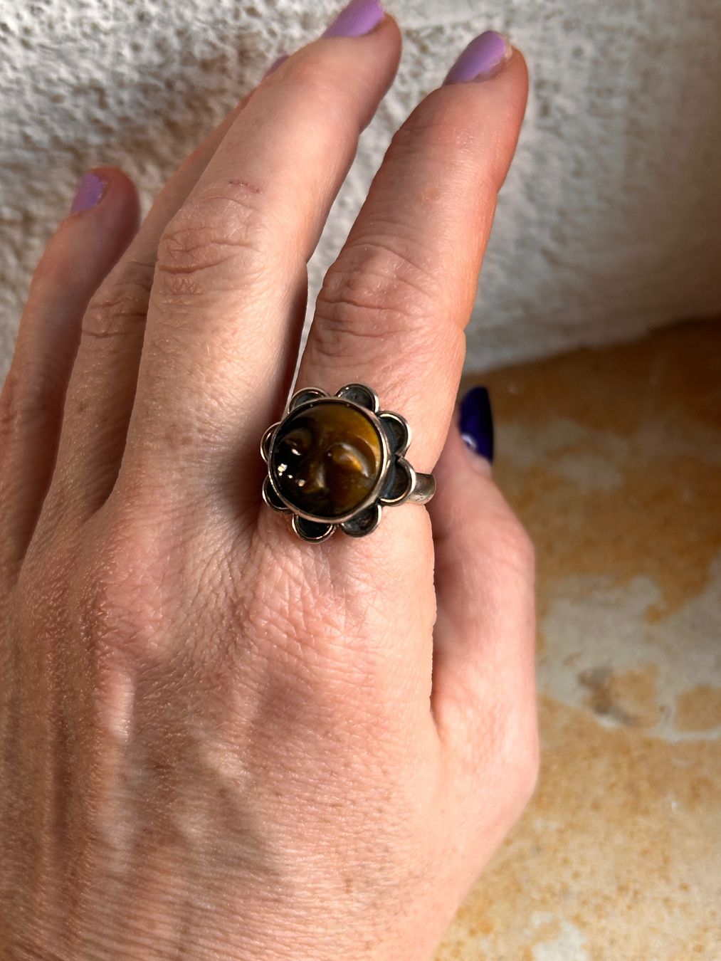 Anelli: Silberring Tigerauge-SONNE (59) – Usato da Basel venduto da bellespirit 1