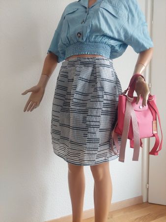Jupe grise bleue soirée originale rayures Max&CO., taille 38