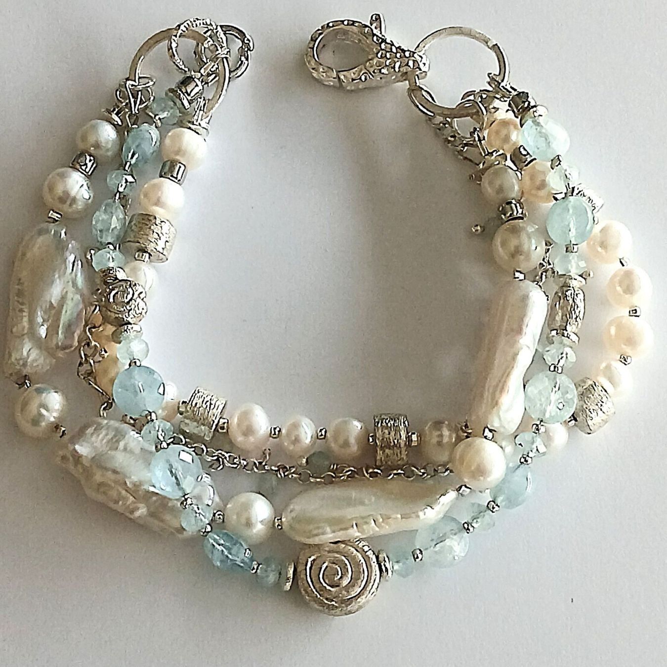Armbänder & -reifen: Statement-Perlen-Armband mit Aquamarin und Silber - Unikat – Neu und originalverpackt aus Lütisburg von Emarra 3