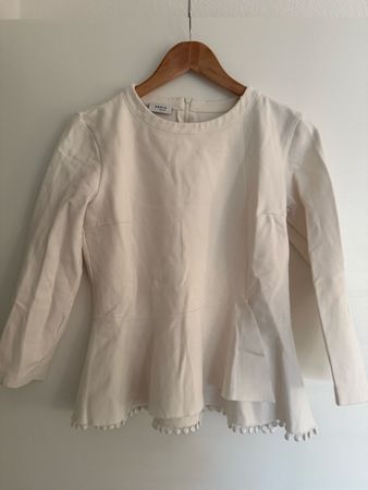 Akris Punto Bluse Damen Creme Grösse 36 mit Bommeln