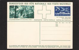 Bundesfeierkarte 1931 , Nr.53 l f , Alpenkette