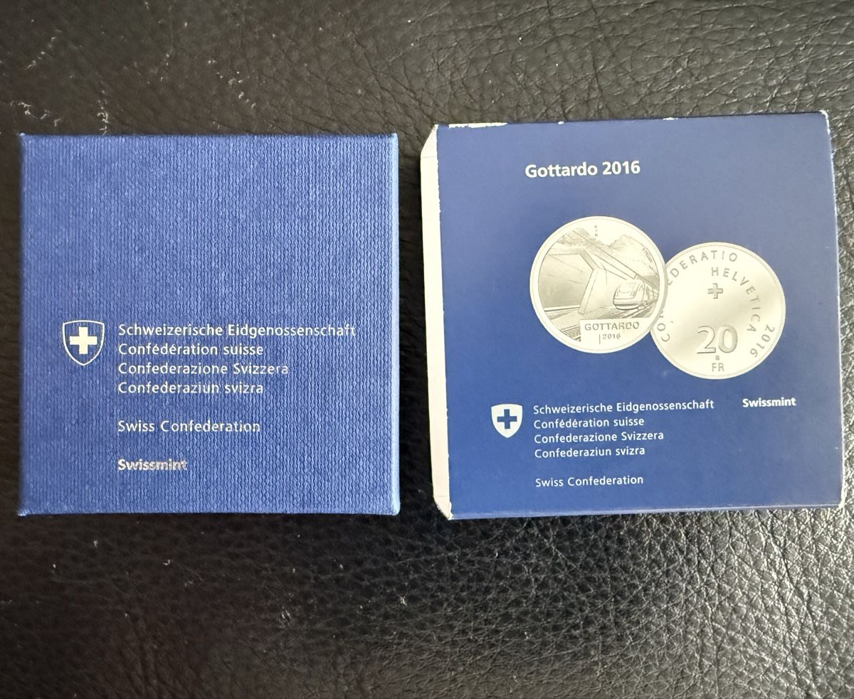 Tutti le monete: Gottardo 2016 20 Francs Silber Münze – Nuovo e nell'imballaggio originale da Goldach venduto da Messerguru 1