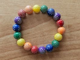 Damenarmband Acrylperlen Mehrfarbig mit Silberprägung
