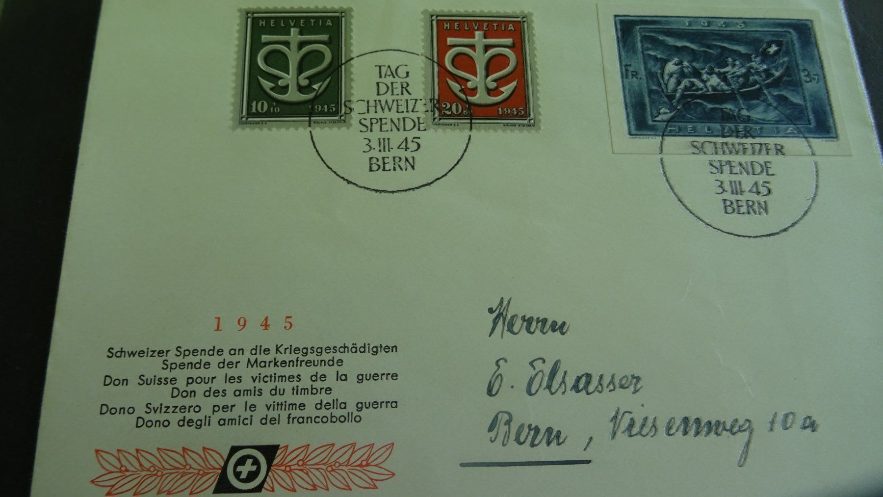 Tutti i francobolli: 3.III.45.,SONDERSTEMPEL TAG DER SCHWEIZ: – Usato da Eschenbach SG venduto da eDaisy