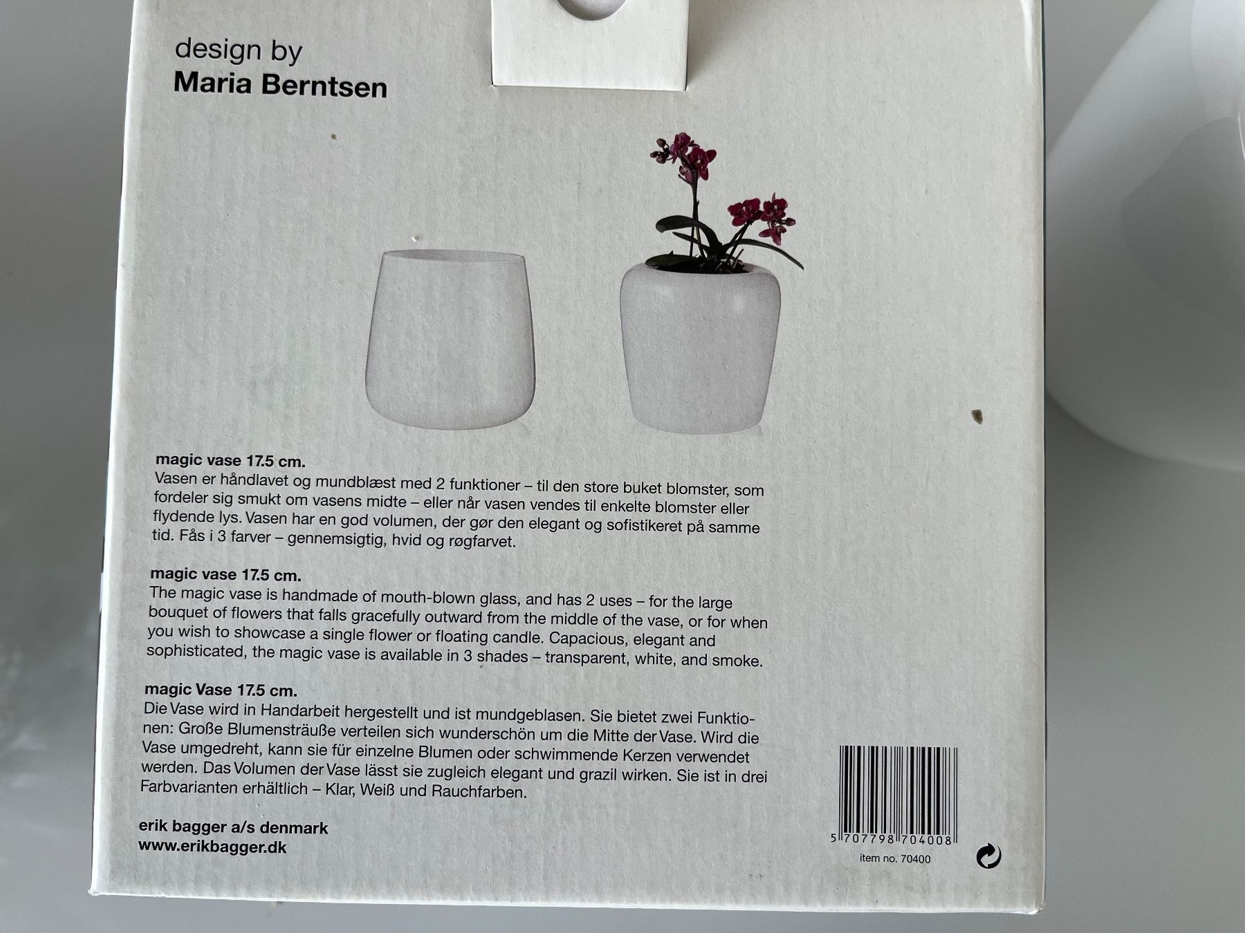 Vasi & Recipienti: ERIK BAGGER DENMARK Magic Vase weiss - NEU 99.- – Nuovo e nell'imballaggio originale da Zollikofen venduto da spunk65 5