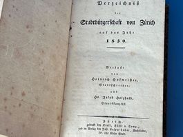 Verzeichnis der Stadtbürgerschaft von Zürich 1830