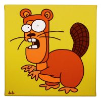 Lustiges Comic Leinwandbild " Biber #3 "