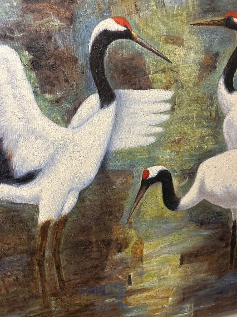 Dipinti: Ölgemälde mit Kranichen, 100x75cm – Usato da Glarus venduto da KunstWerkEr-LS87 3
