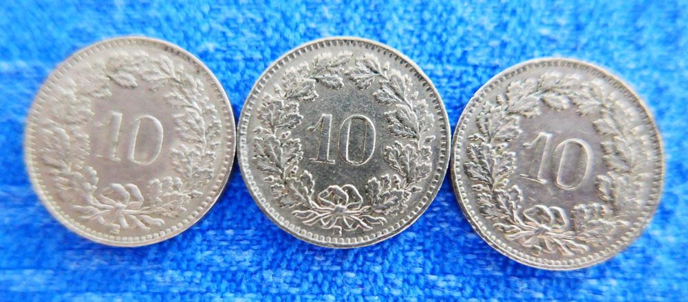 Tutti le monete: 7 x 10 Rappen den Jahren 1955/1957 (3x)/1958/1960 und 1962 – Usato da Glattpark(Opfikon) venduto da Latouret 2