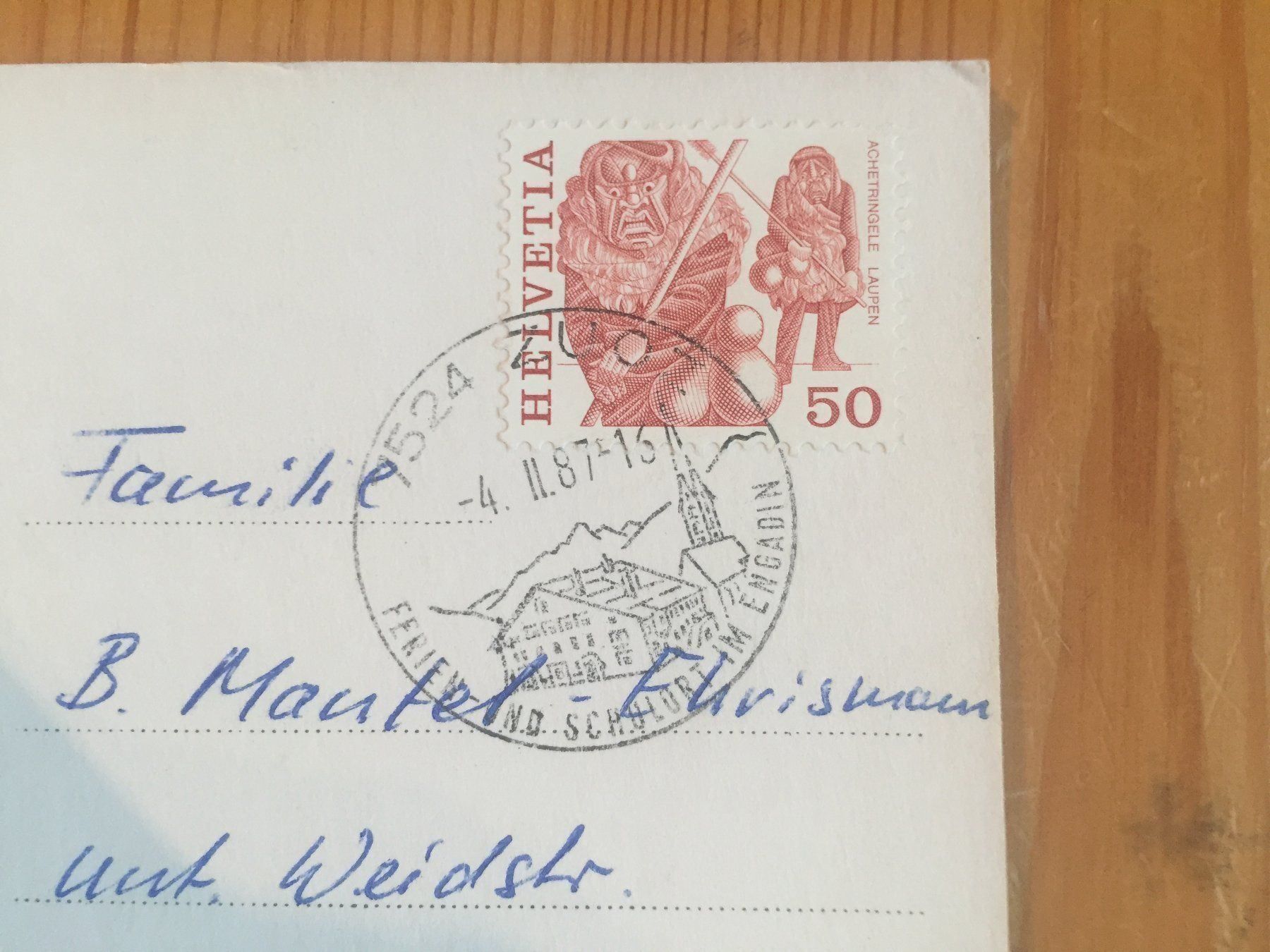 Cartoline postali: Zuoz Flugaufnahme - AK 1987 – Usato da Oberuzwil venduto da Henri09 1
