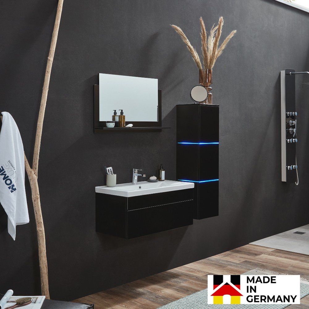Mobili per bagno: 11861 - LED Badmöbel Set Wangen BIG L - Schwarz – Nuovo e nell'imballaggio originale da Wallenwil venduto da toesstal-vertrieb