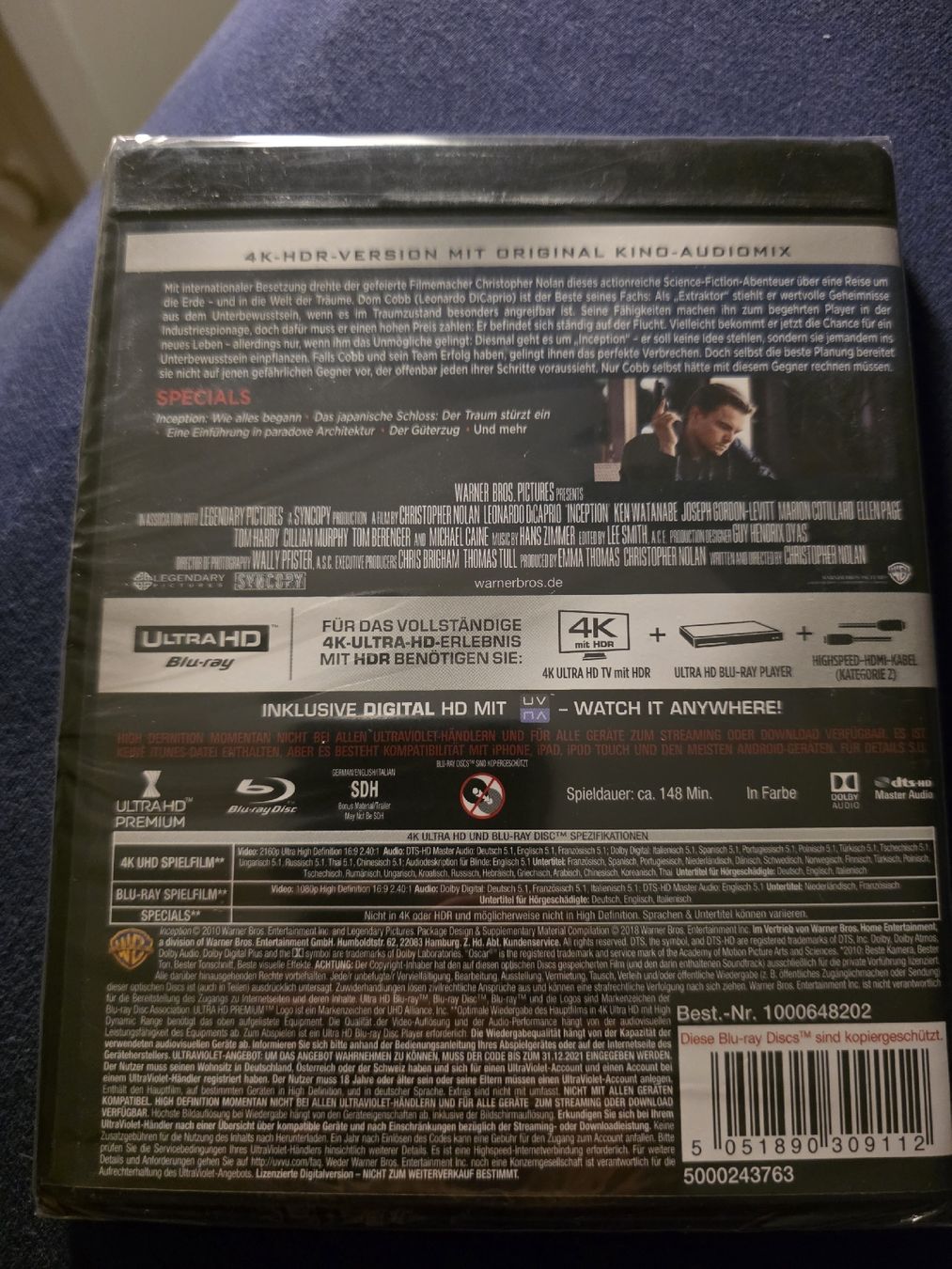 Tutti i DVDs: Inception - 4K UltraHD + Blu-ray - OVP – Nuovo e nell'imballaggio originale da Ellikon a d Thur venduto da razzorblog 1