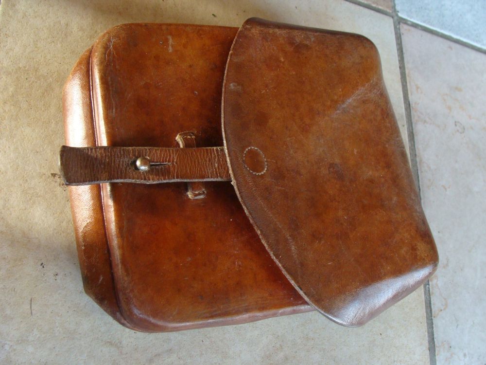 Sac à Main Vintage En Cuir Début 1900 - Fourre-tout Noir Bouton - Année 1900-1920